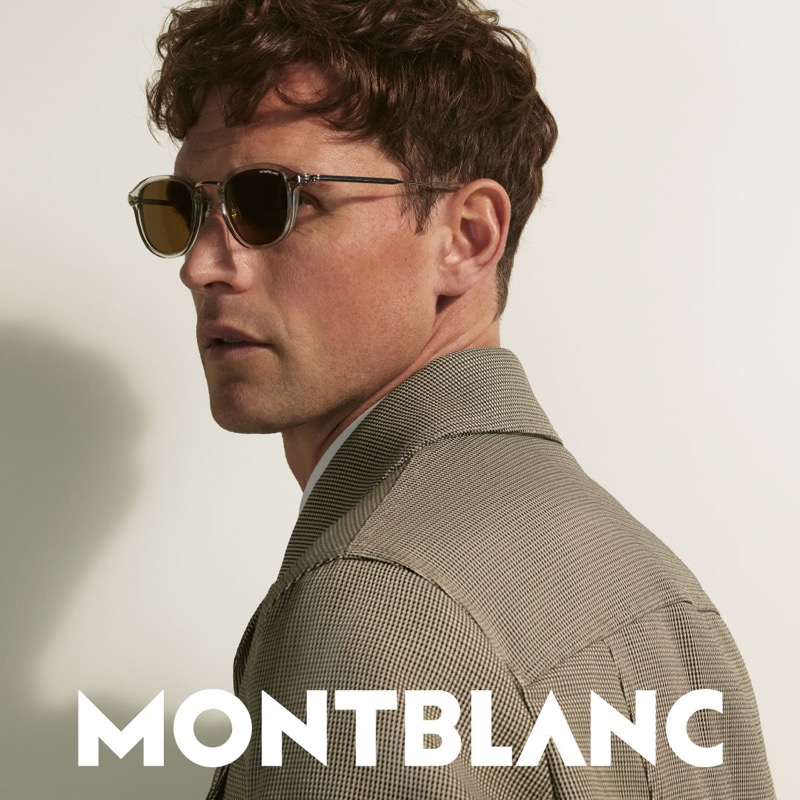 British model Guy Robinson sports Montblanc sunglasses.