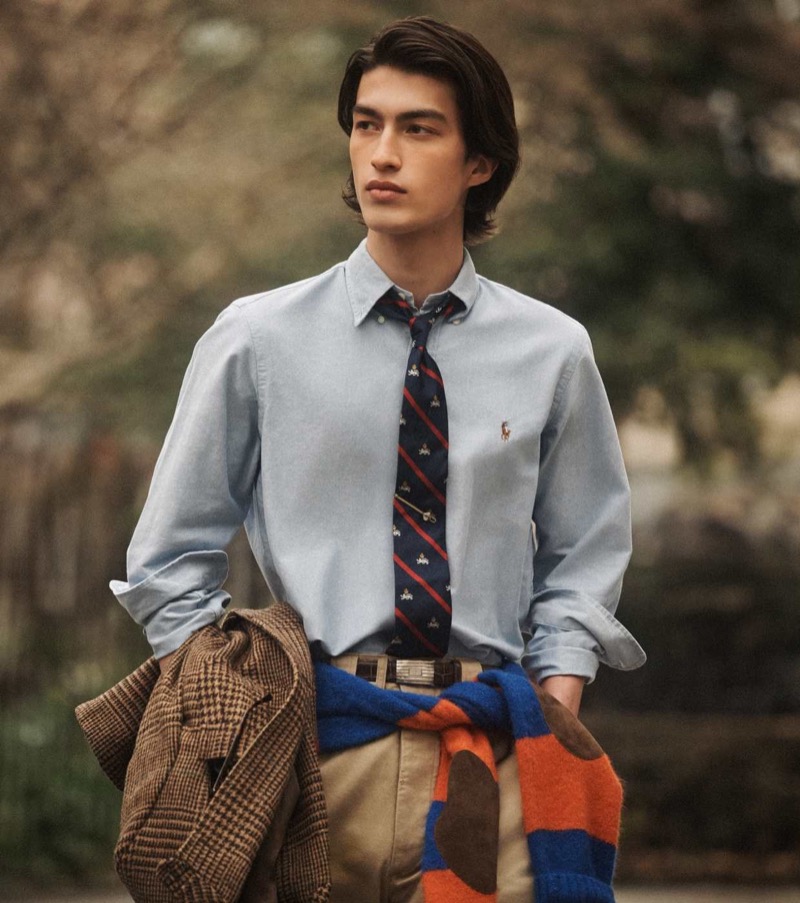 Kaan Canbulat embraces a preppy aesthetic for Polo Ralph Lauren’s fall 2024 advertisement. 