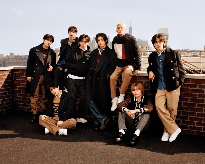 Embracing modern preppy style, Stray Kids appears in Tommy Hilfiger’s fall 2024 campaign.