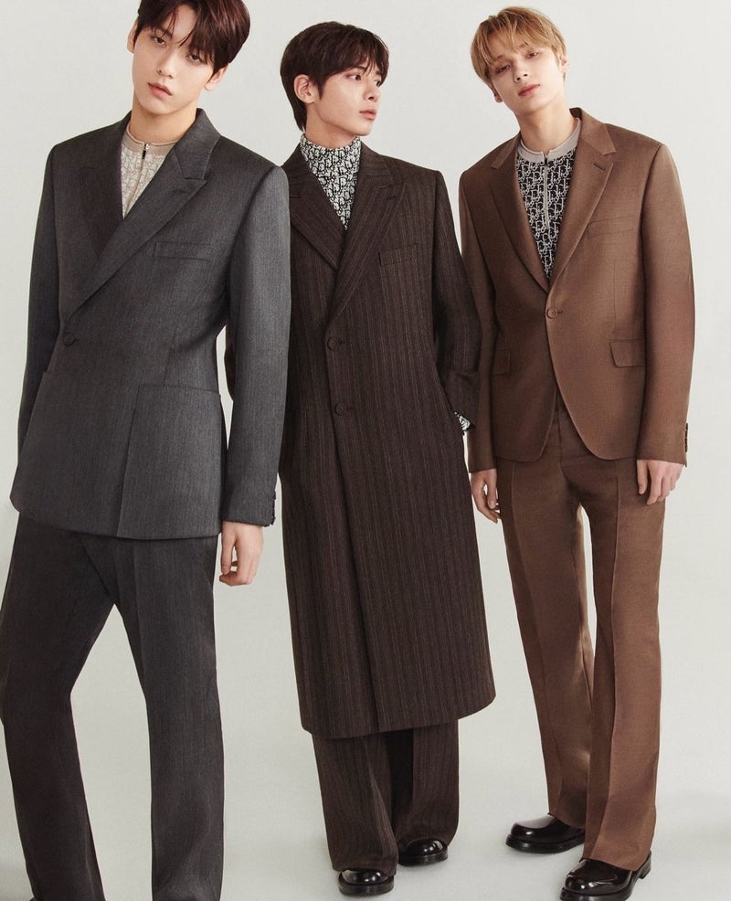 Soobin, Taehyun, and Huening Kai of TXT front the Dior Men winter 2024 advertisement.