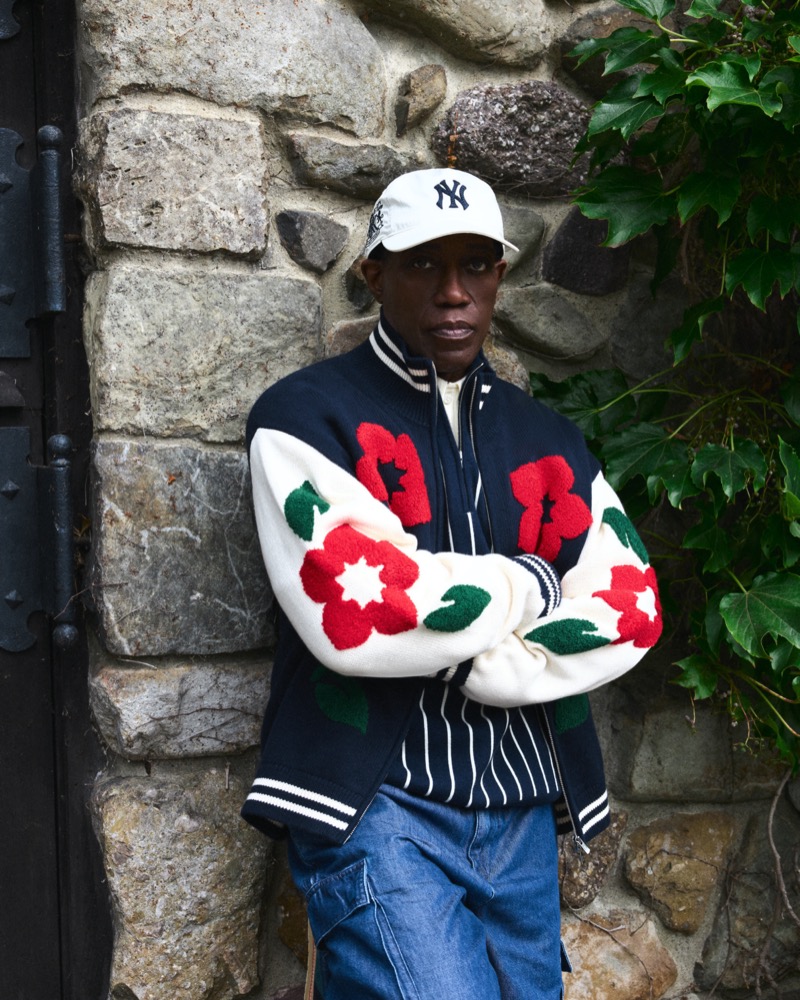 Wesley Snipes sports a varsity jacket with cargo jeans for Kith’s fall 2024 advertisement.