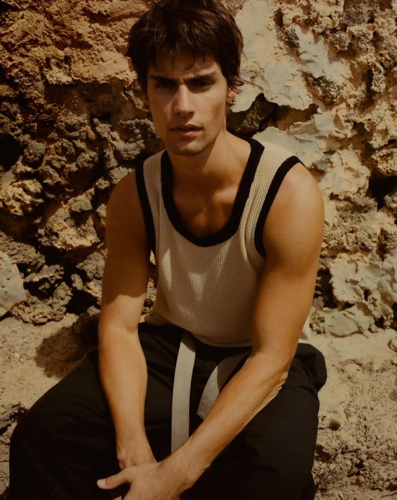 Sporting Zara, Corrado Martini wears a knit tank.