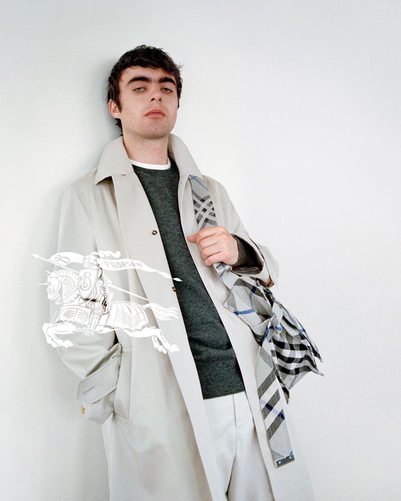 Fronting the Burberry Classics campaign, Lennon Gallagher models a relaxed trench coat.