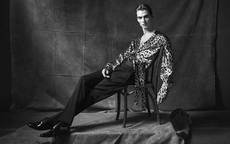 An elegant vision, Leon Dame stars in Dolce & Gabbana’s fall-winter 2024 advertisement.