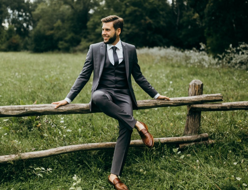 Wool and its versatility from season to season make it the perfect fall wedding suit fabric. 