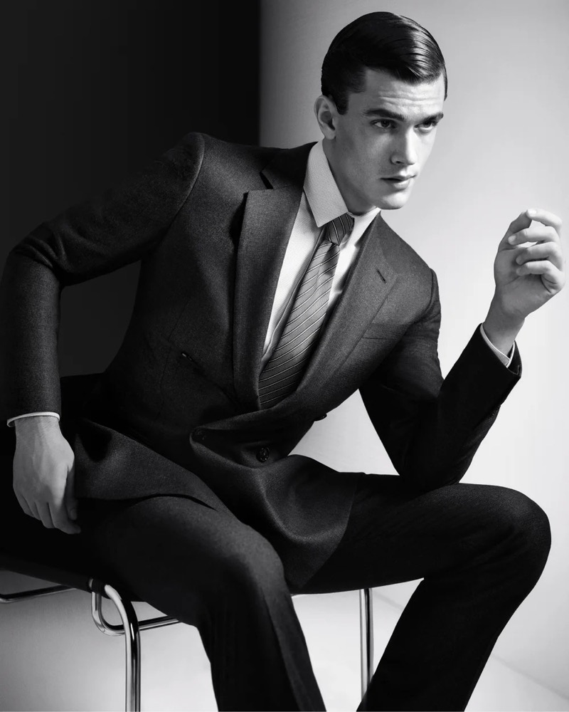 Xavier Serrano stars in the Giorgio Armani Made to Measure fall-winter 2024 campaign.