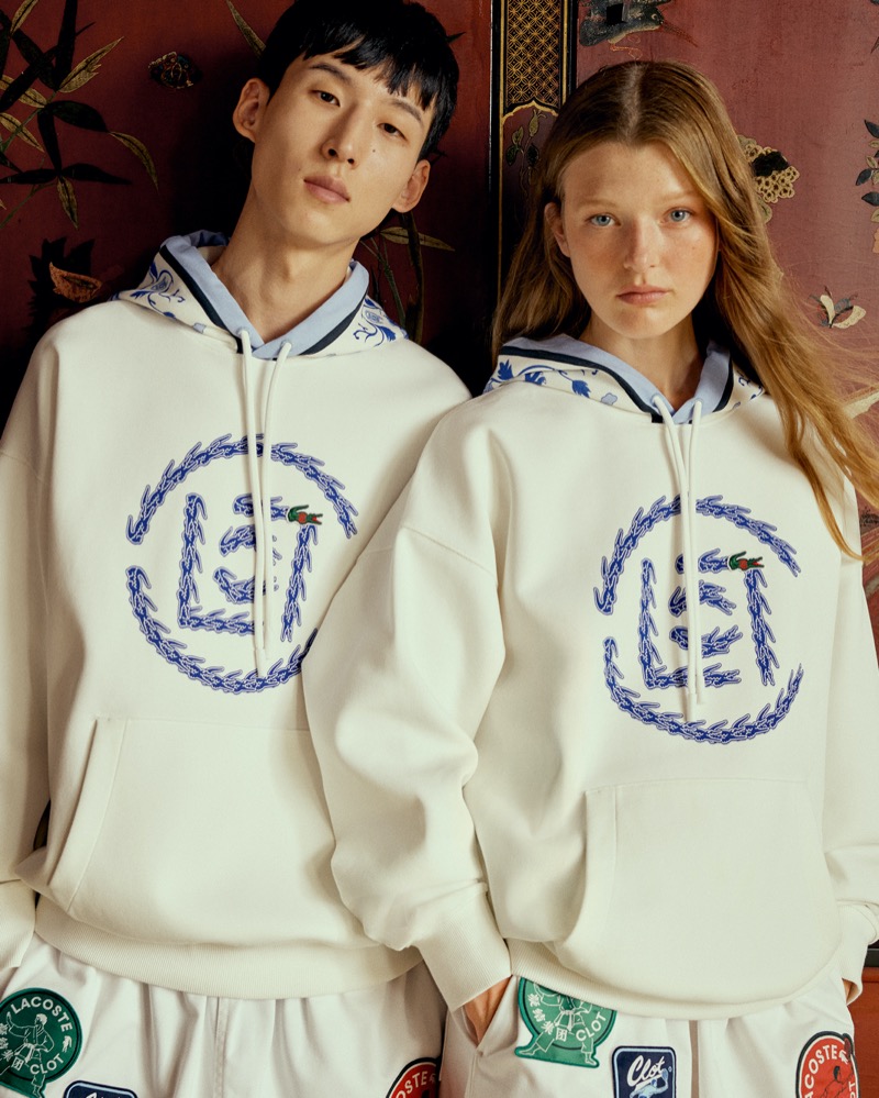 Hoodies provide a casual statement in the Lacoste x CLOT capsule collection.