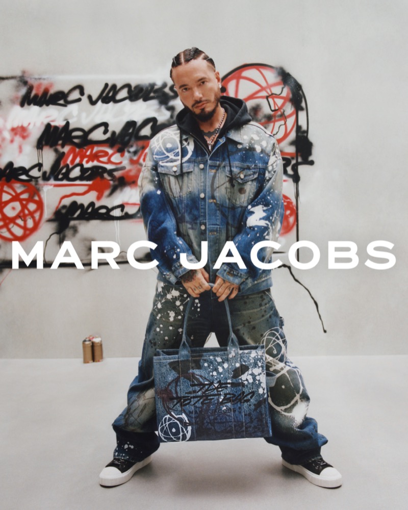 Rocking denim, J Balvin stars in the Marc Jacobs x Futura capsule collection campaign.