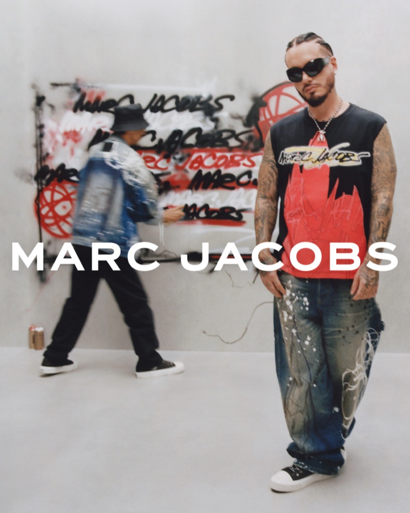 Futura and J Balvin appear in the Marc Jacobs x Futura capsule collection advertisement.