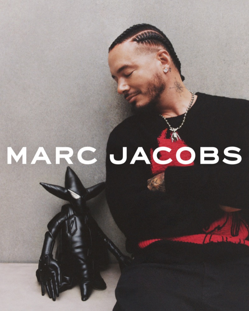 Music artist J Balvin appears in the Marc Jacobs x Futura capsule collection advertisement. 