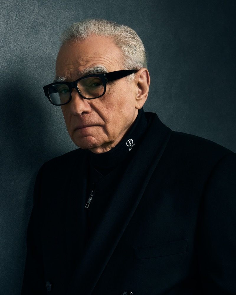 Appearing in a portrait, Martin Scorsese stars in the Giorgio Armani x Kith advertisement.