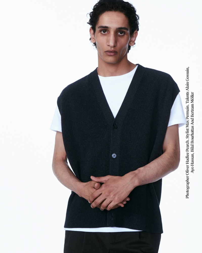 Bilal Bourhattas wears a smart Massimo Dutti sweater vest. 