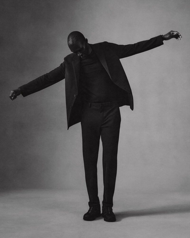 Theory proposes contemporary tailoring with its Clinton blazer and Zaine pants.