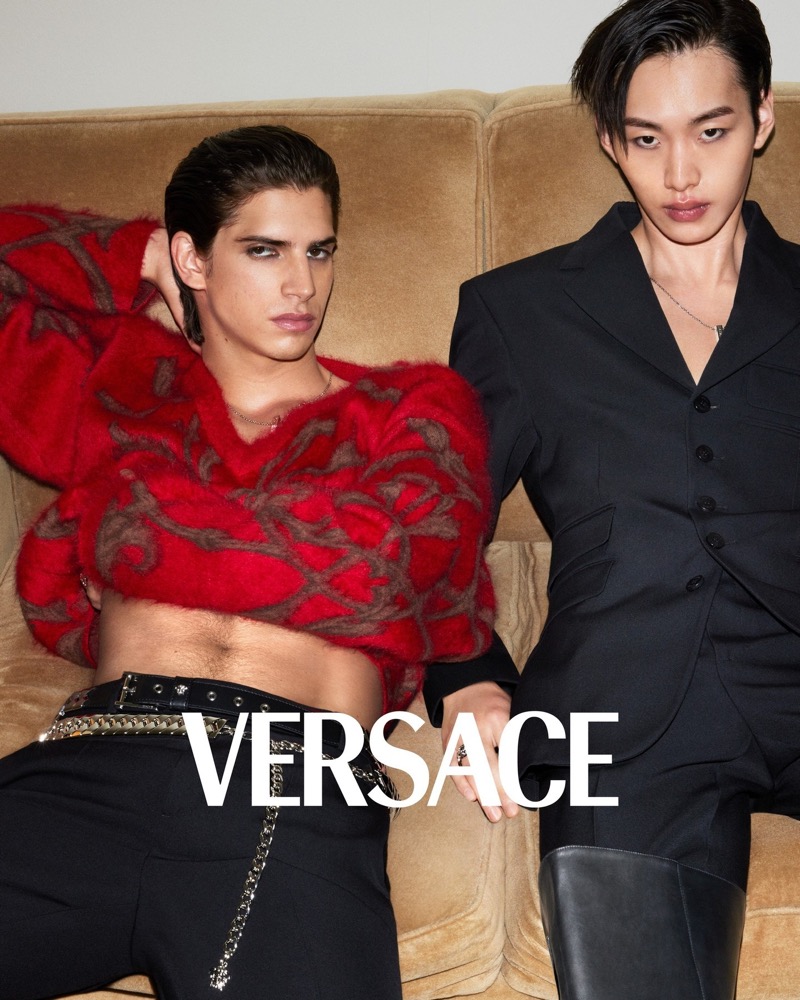 Hedi Ben Tekaya and Minseok Lee star in the Versace fall-winter 2024 campaign.