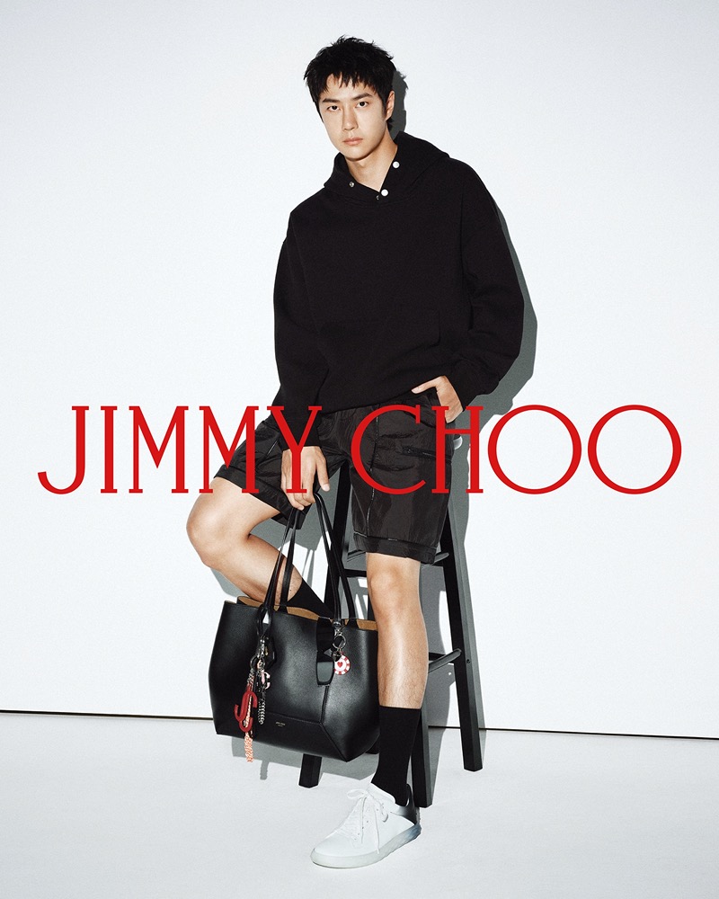 A sporty vision, Wang Yibo appears in a new Jimmy Choo campaign. 