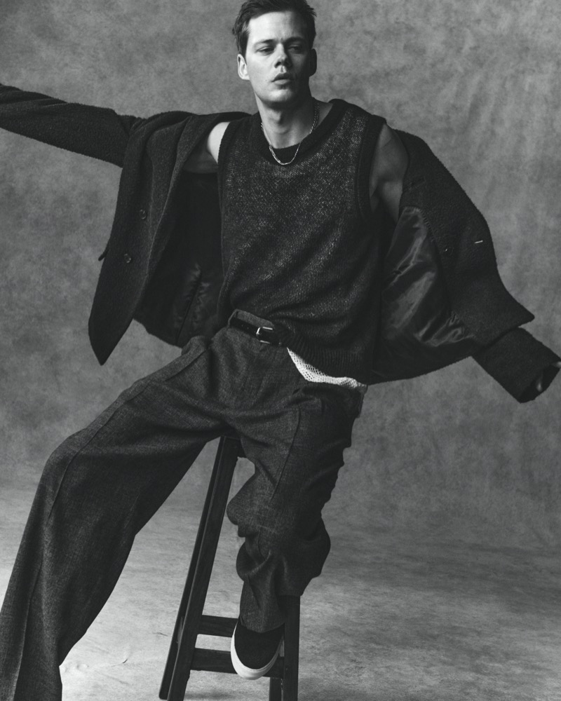 H&M enlists Bill Skarsgård as the star of its Atelier fall 2024 campaign.