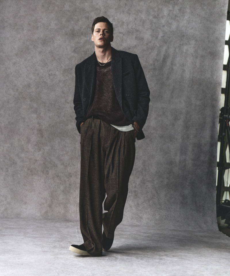 Bill Skarsgård fronts the H&M Atelier fall 2024 campaign.