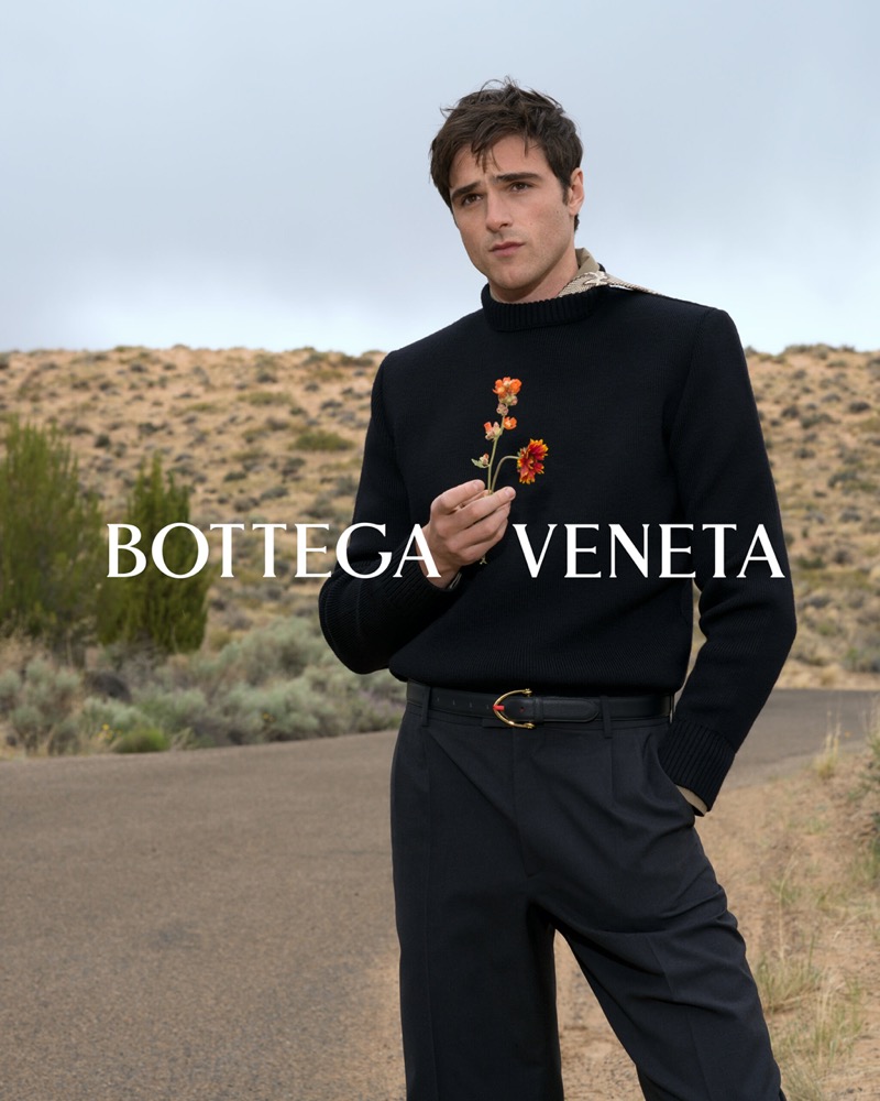 Australian actor Jacob Elordi is an elegant vision in black for Bottega Veneta.