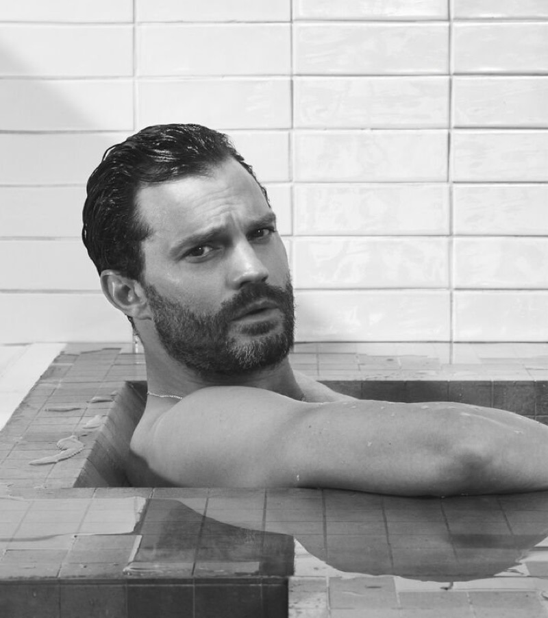 Jamie Dornan takes a soak for the Loewe Esencia fragrance campaign.