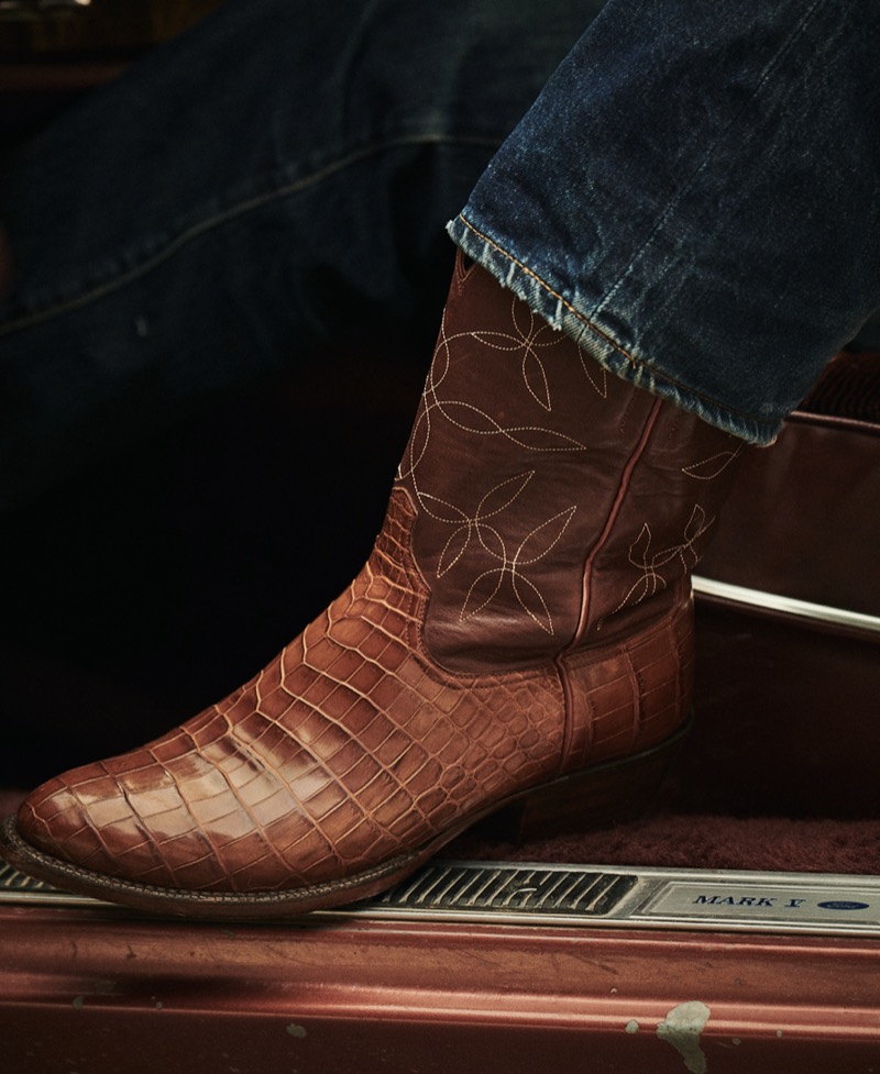 Nile crocodile leather brings a luxurious touch to the Lucchese x Nick Fouquet Barking Irons boots.