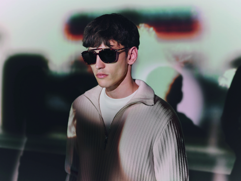 Model Ante Padovan embraces a retro appeal with the Persol x Netflix Senna sunglasses.