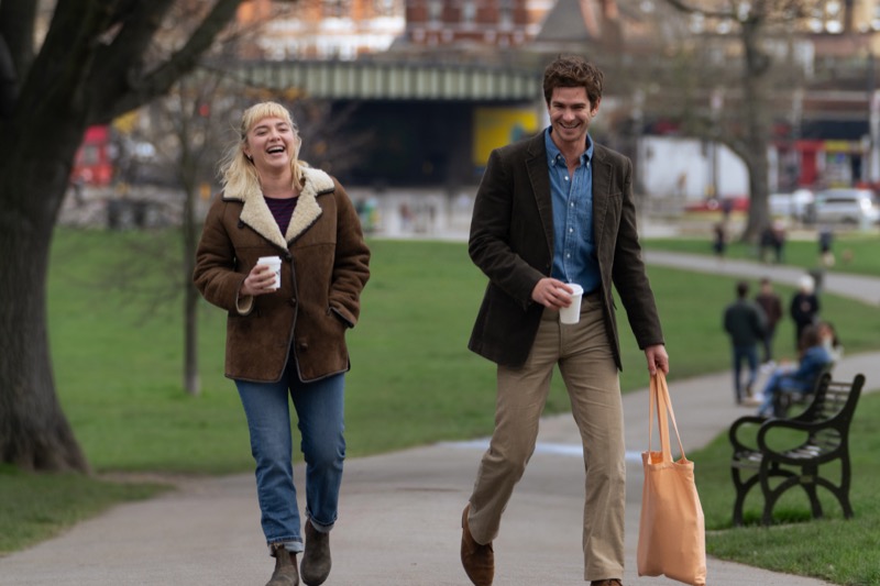 Actors Florence Pugh and Andrew Garfield in “We Live in Time.”